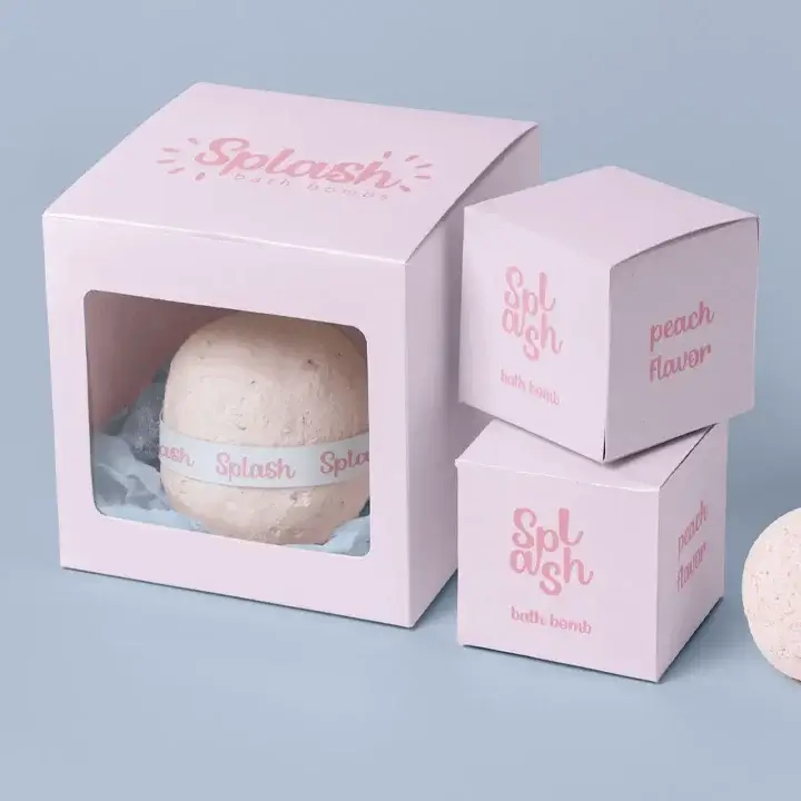 Colorful bath bomb display boxes with custom inserts for product protection