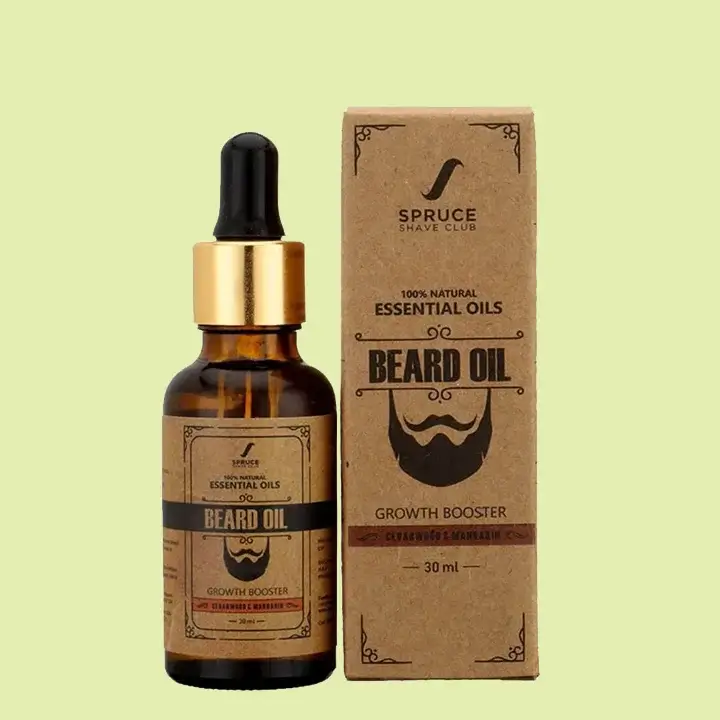 Masculine beard oil boxes with kraft paper texture and rustic branding