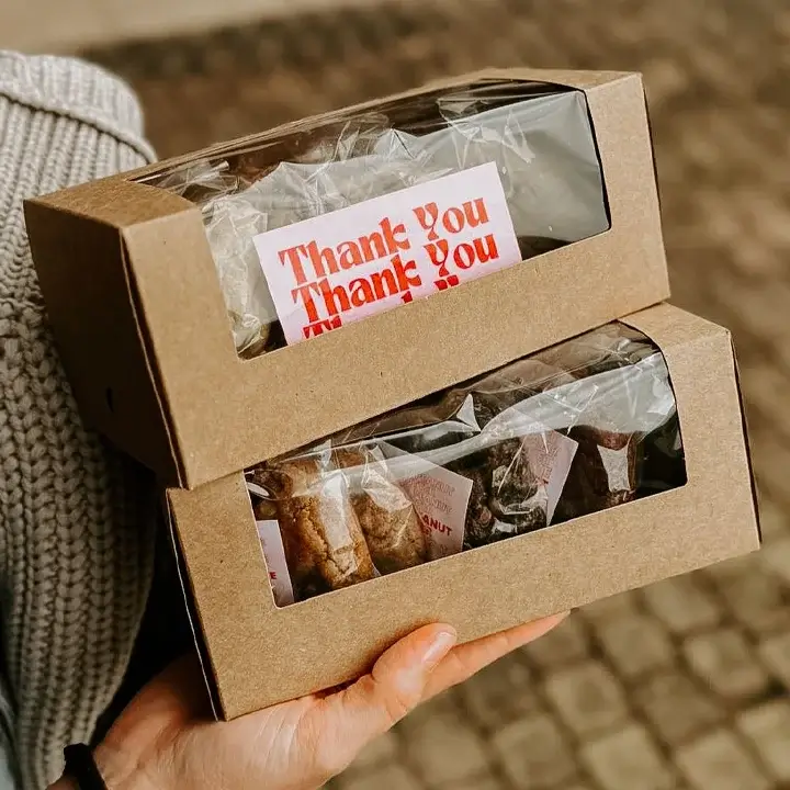 Wholesale cookie boxes with clear windows for displaying artisanal biscuits
