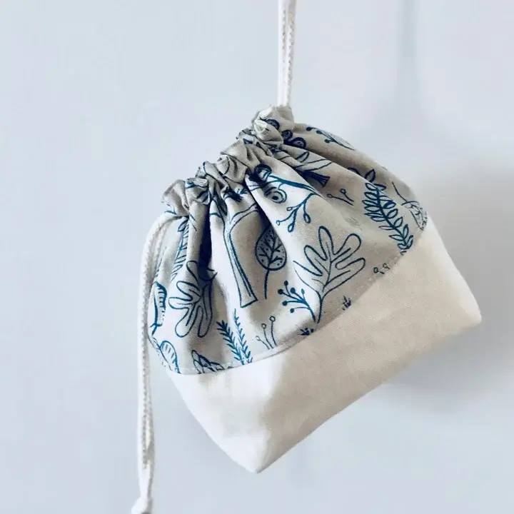 Personalized fabric drawstring pouches for jewelry and small gifts