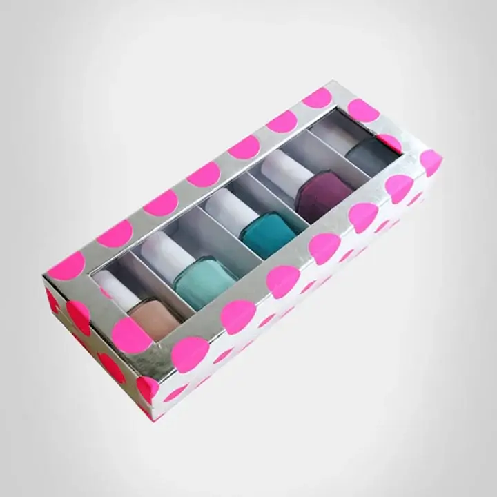 Durable custom nail polish boxes with die-cut windows for color visibility