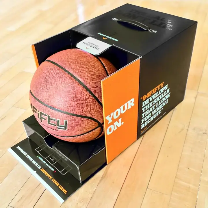 Heavy-duty corrugated basketball boxes with custom graphics and logos