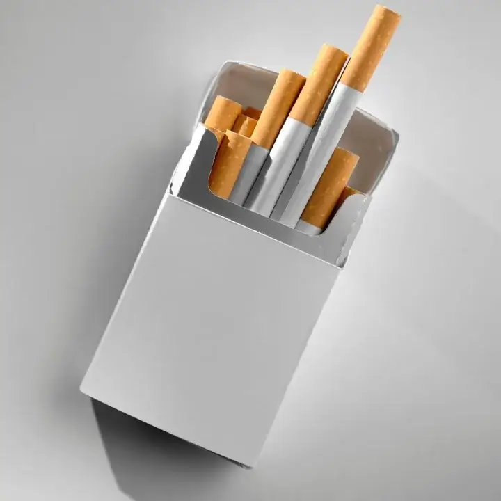 Standard cardboard cigarette boxes with flip-top opening and custom branding