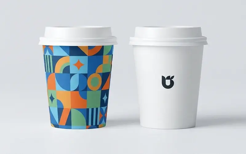 Sustainable food-grade custom printed paper cups for hot and cold beverages