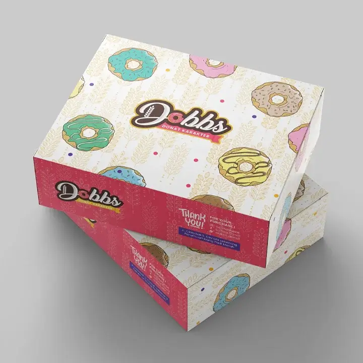 Spacious donut boxes for single or multiple servings with grease-proof lining
