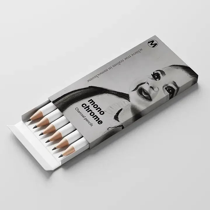 Slim cardboard pencil boxes with tuck-end design for school and office supplies