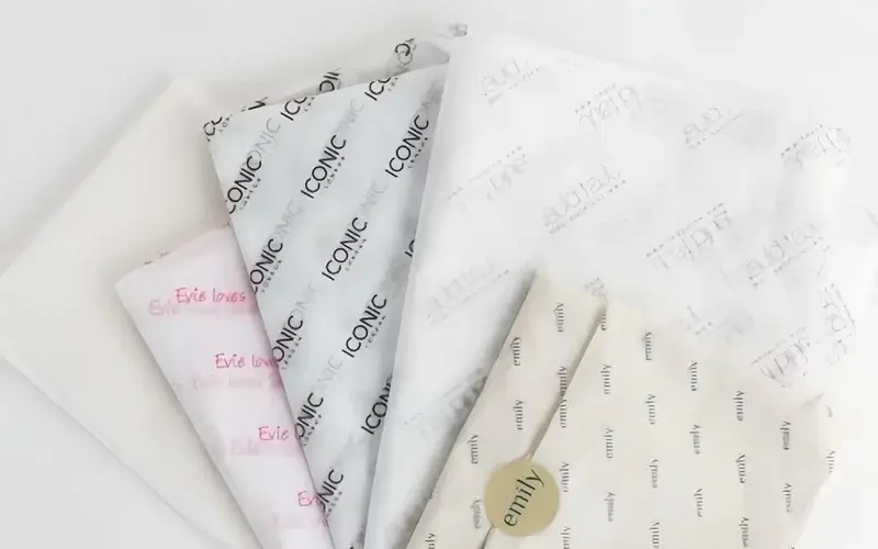 Luxury custom printed tissue paper and branded wrapping paper for premium unboxing
