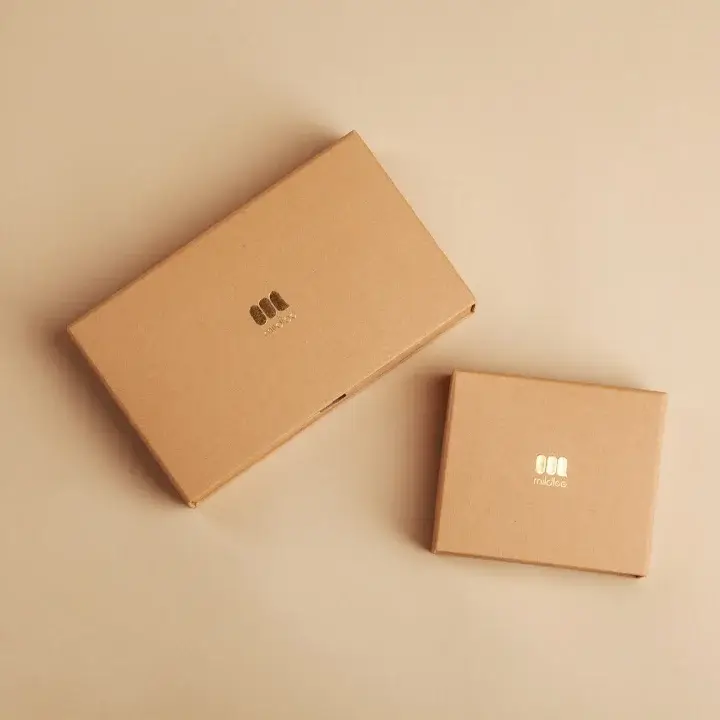 Custom boxes with metallic gold foil stamping for a premium look