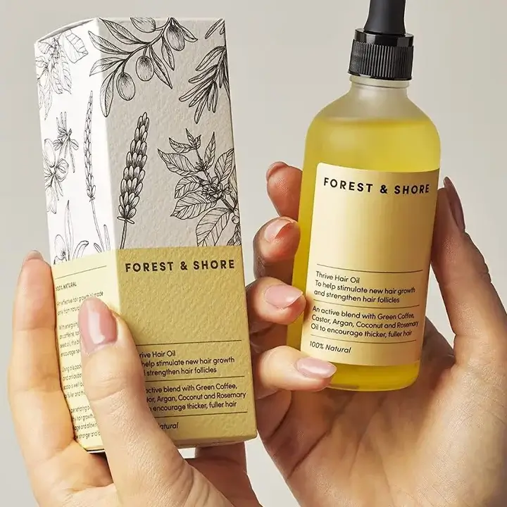 Custom printed hair oil boxes with inner protective inserts for glass bottles