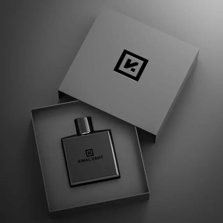 Premium rigid perfume boxes with velvet lining and embossed logo