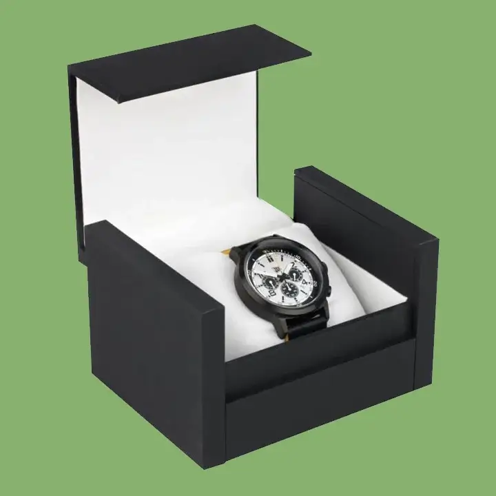 High-end rigid watch boxes with silk lining and protective wrist pillow