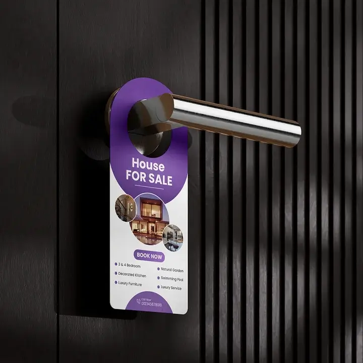 Durable custom door hangers for local advertising