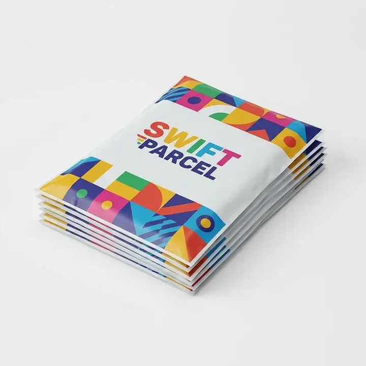 Custom printed poly mailers with branded logos for secure shipping of products