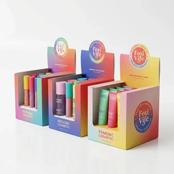 Custom printed product display boxes with vibrant designs for retail presentation