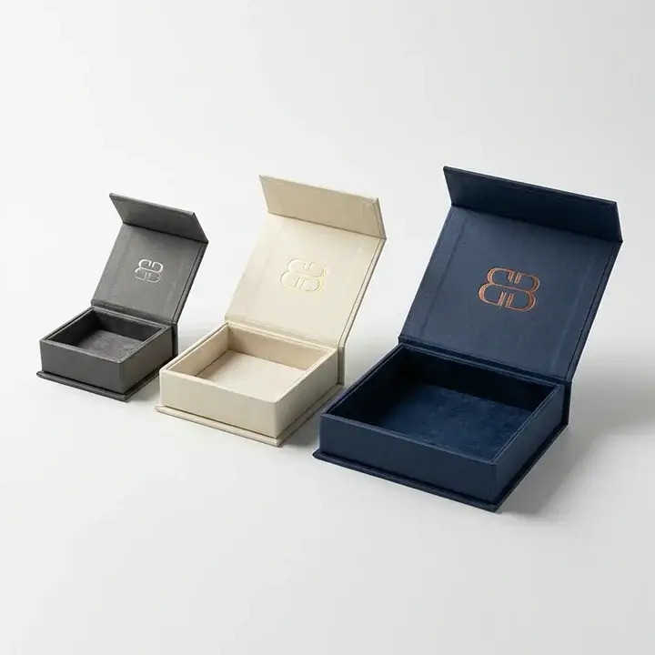 Custom printed rigid magnetic boxes showcasing luxury packaging with magnetic closure