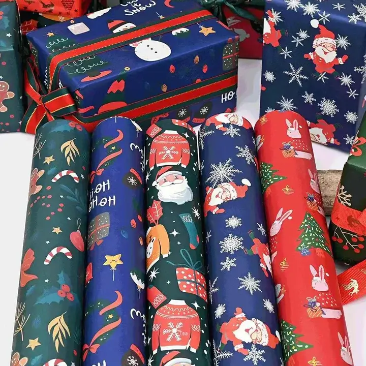 Large heavy-duty rolls of custom gift wrap ready for high-volume retail packaging