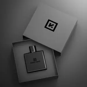 Premium rigid perfume boxes with velvet lining and embossed logo