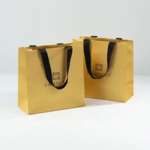 Premium luxury retail shopping bags with ribbon handles