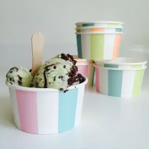 Custom printed paper dessert cups for ice cream and yogurt